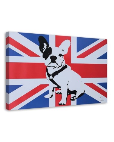 Wall art painting for living room - Bulldog on the background of the English flag | FEEBY