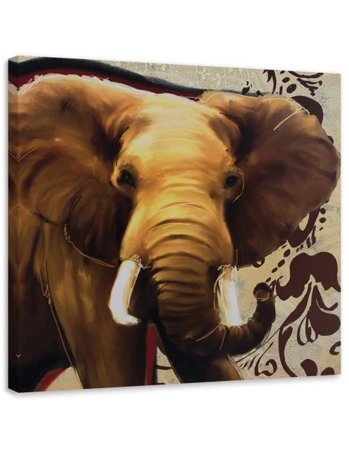 Wall art painting for bedroom - Large elephant with trunk | FEEBY
