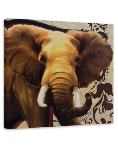 Wall art painting for bedroom - Large elephant with trunk | FEEBY