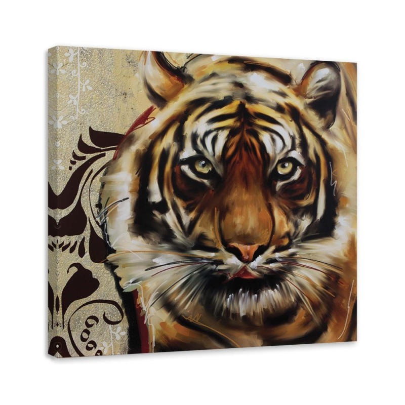 Wandbild für Wohnzimmer - Erwachsener großer Tiger | Feeby