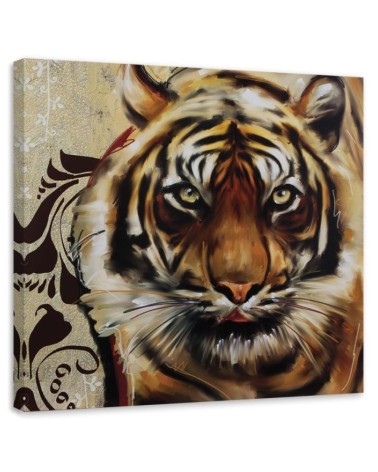 Wandbild für Wohnzimmer - Erwachsener großer Tiger | Feeby