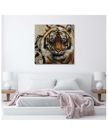 Wandbild für Wohnzimmer - Erwachsener großer Tiger | Feeby