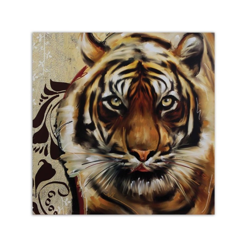 Wandbild für Wohnzimmer - Erwachsener großer Tiger | Feeby