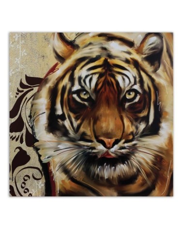 Wandbild für Wohnzimmer - Erwachsener großer Tiger | Feeby