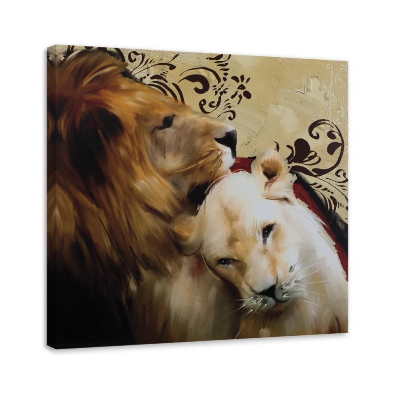 Leinwandbild - Ein Löwenpaar | Feeby