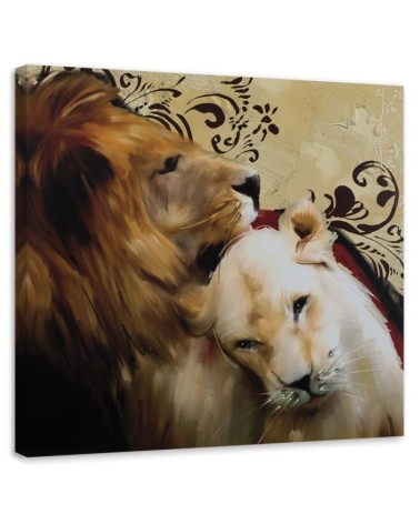 Pair of lions - Wall art decoration for living room | FEEBY
