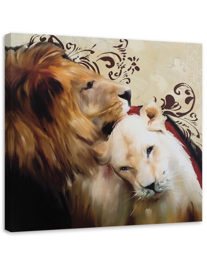 Bedroom decoration - Lions in love - Canvas painting | FEEBY
