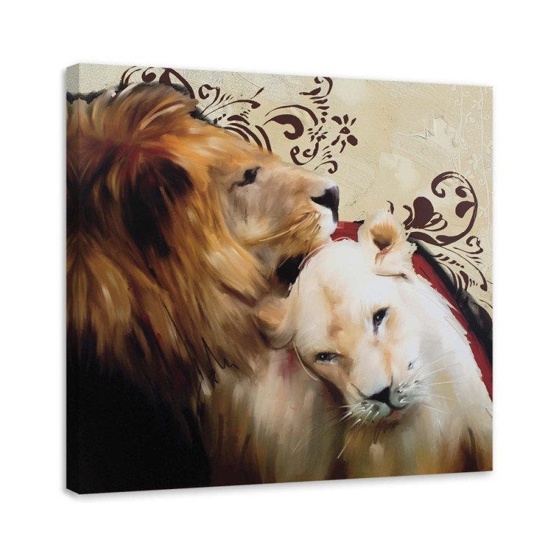 Leinwandbild - Verliebtes Löwenpaar | Feeby