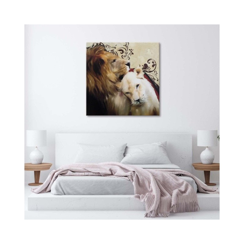 Leinwandbild - Verliebtes Löwenpaar | Feeby