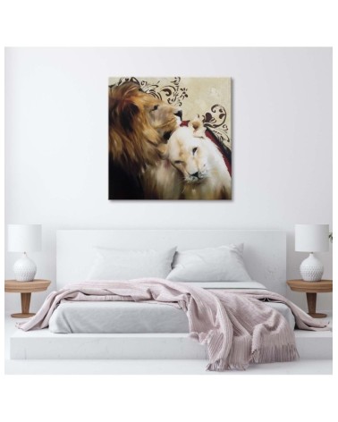 Leinwandbild - Verliebtes Löwenpaar | Feeby