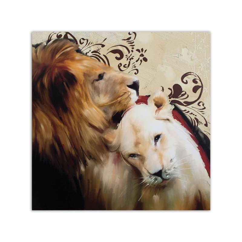 Leinwandbild - Verliebtes Löwenpaar | Feeby