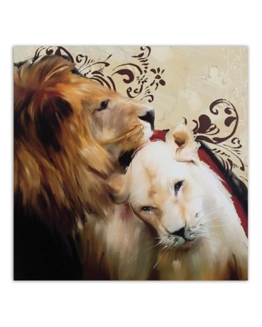 Leinwandbild - Verliebtes Löwenpaar | Feeby