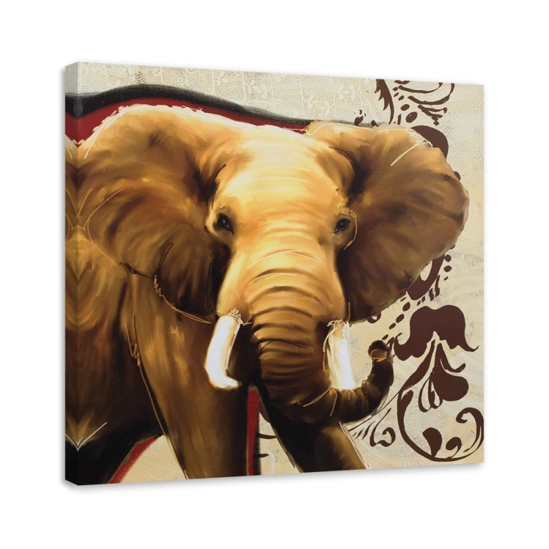 Leinwandbild - Erwachsener Elefant auf beigem Hintergrund | Feeby