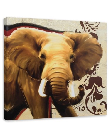 Leinwandbild - Erwachsener Elefant auf beigem Hintergrund | Feeby