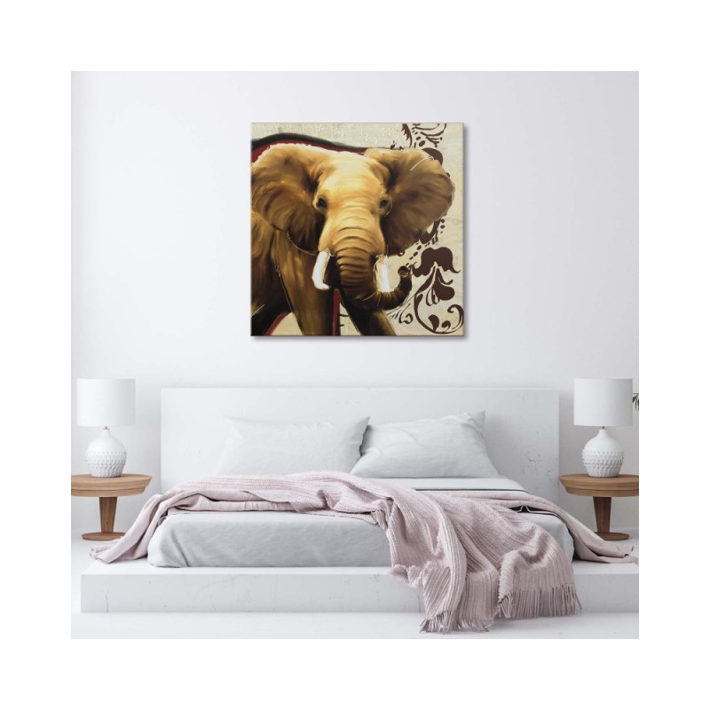Leinwandbild - Erwachsener Elefant auf beigem Hintergrund | Feeby