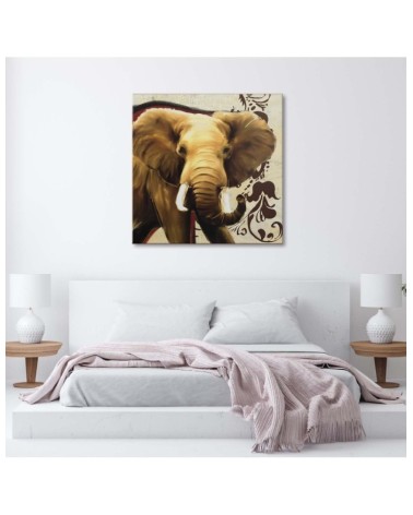 Leinwandbild - Erwachsener Elefant auf beigem Hintergrund | Feeby