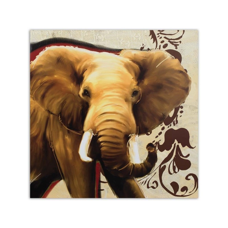 Leinwandbild - Erwachsener Elefant auf beigem Hintergrund | Feeby