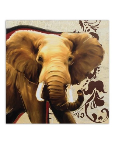 Leinwandbild - Erwachsener Elefant auf beigem Hintergrund | Feeby