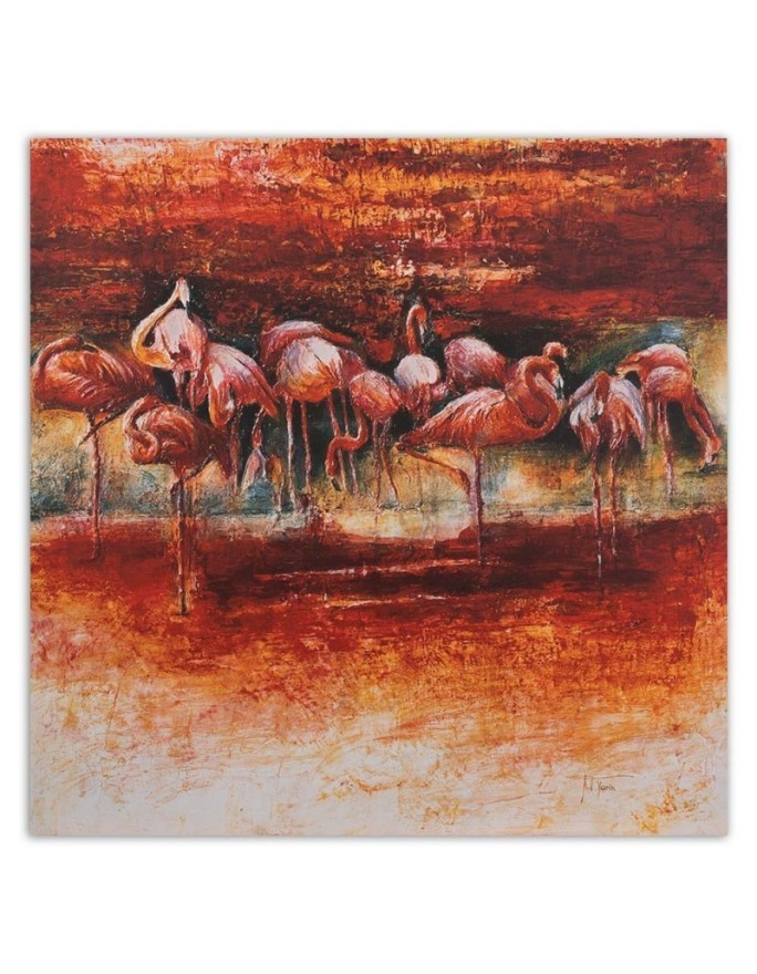 Nowoczesna dekoracja na ścianę - Stado różowych flamingów | FEEBY