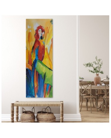 Wandbild für Wohnzimmer - Papagei auf einem Bananenblatt | Feeby