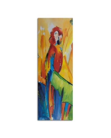 Wandbild für Wohnzimmer - Papagei auf einem Bananenblatt | Feeby