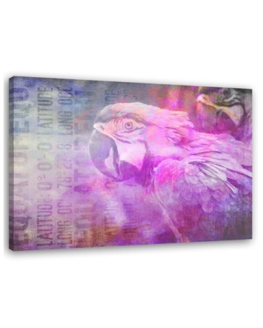 Pink parrot canvas painting - Abstraction | FEEBY