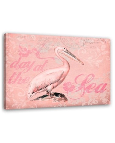 Canvas painting Pelican on pink background by Andrea Haase | FEEBY