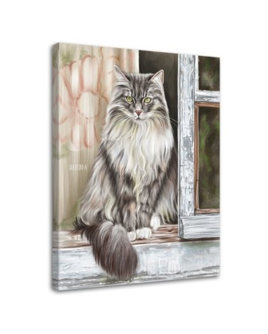 Cat on the windowsill - Living room canvas painting | FEEBY