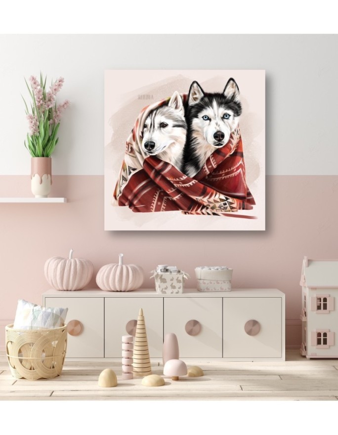 Obraz do pokoju dziecka - Husky w zimowym kocu | FEEBY