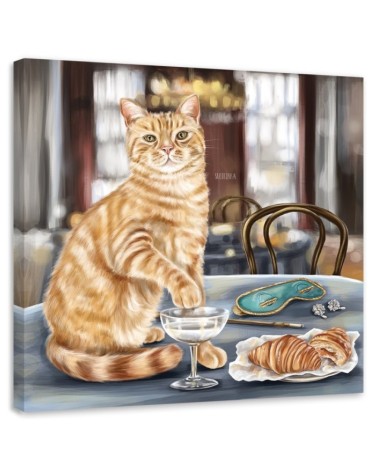 Modern wall Canvas painting - Cat at an exquisite dinner | FEEBY