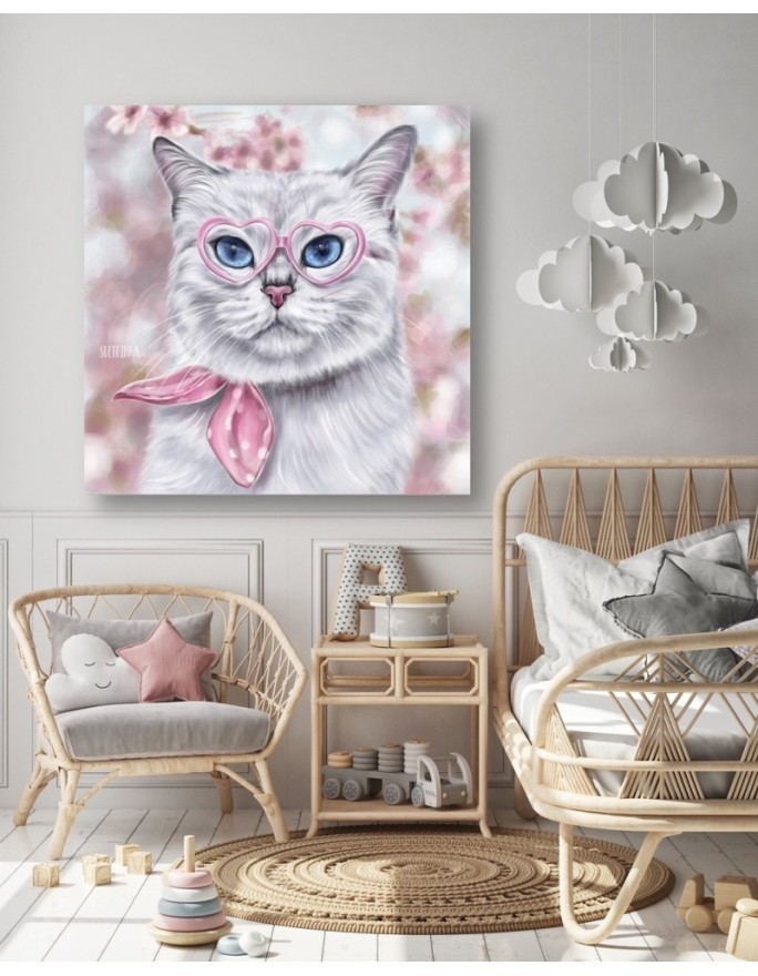 Canvas prints for a child - Cat's world through rose-coloured glasses | FEEBY