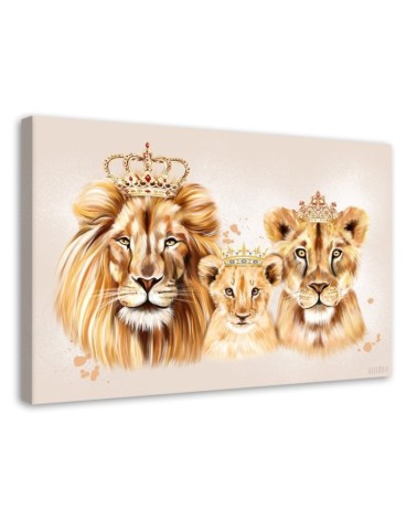 Abstract canvas painting - Royal lion family | FEEBY