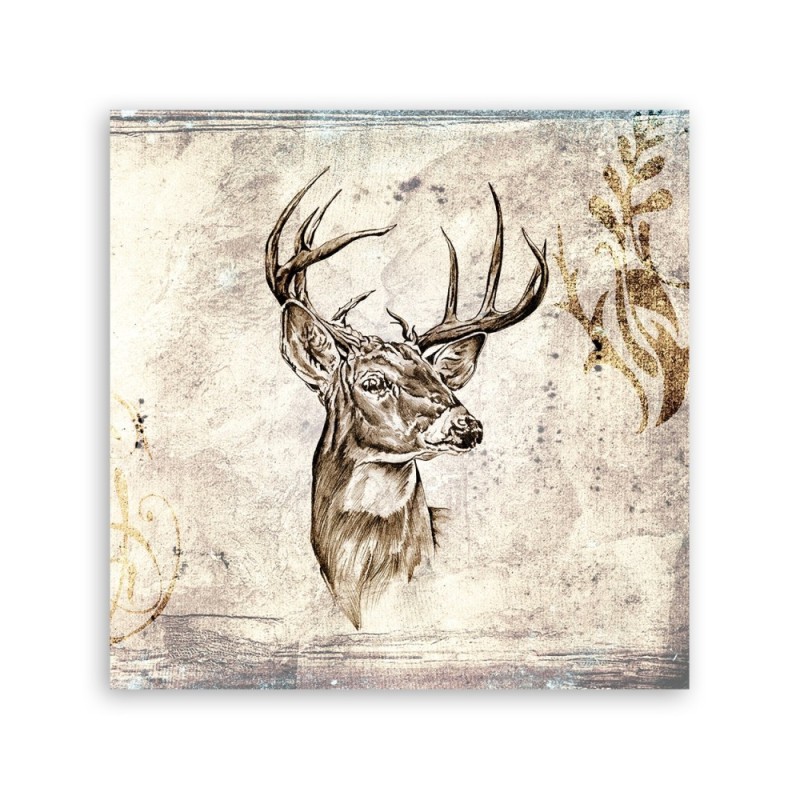 Wandbild für Wohnzimmer - Hirschkopfskizze Vintage | Feeby