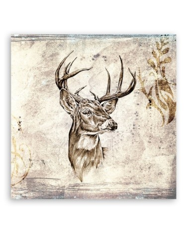 Wandbild für Wohnzimmer - Hirschkopfskizze Vintage | Feeby