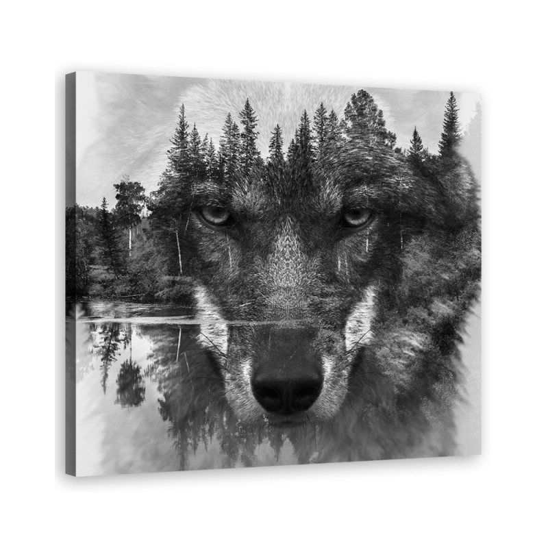 Modernes Wandbild - Schwarze Wolf Abstraktion | Feeby