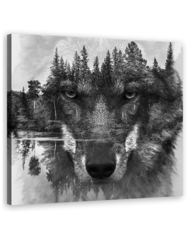 Modernes Wandbild - Schwarze Wolf Abstraktion | Feeby
