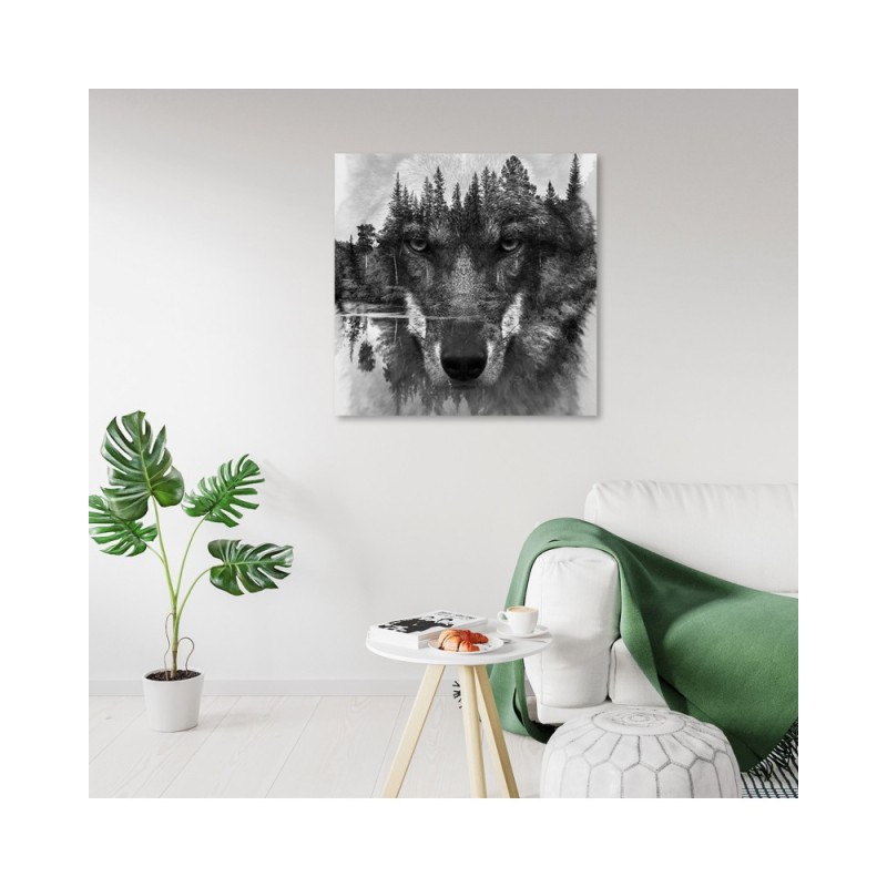 Modernes Wandbild - Schwarze Wolf Abstraktion | Feeby