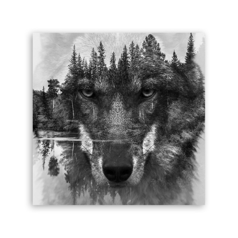 Modernes Wandbild - Schwarze Wolf Abstraktion | Feeby