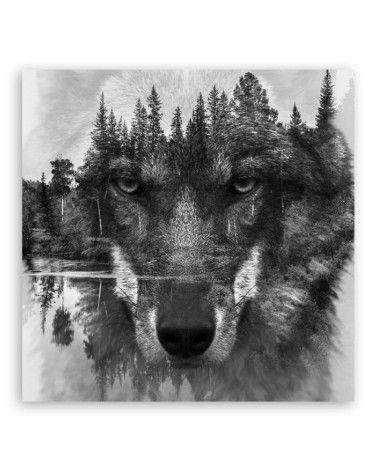 Modernes Wandbild - Schwarze Wolf Abstraktion | Feeby