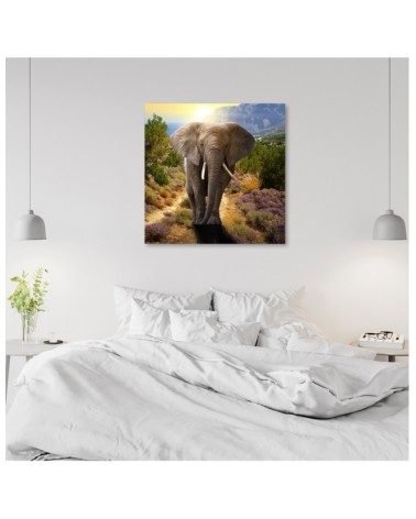 Dekoratives Leinwandbild - Elefant bei Sonnenuntergang | Feeby