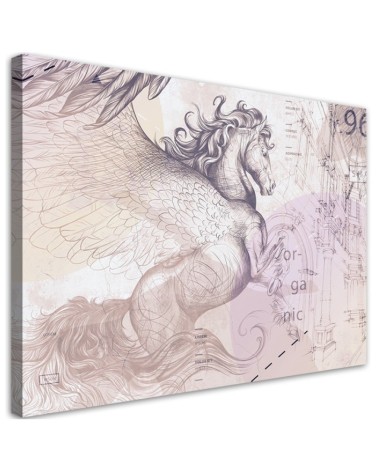 Winged pegasus abstract - vintage canvas painting | FEEBY