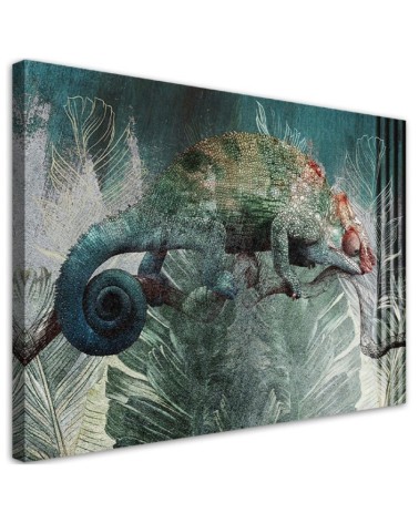 Chameleon in the jungle - Exotic style canvas painting | FEEBY