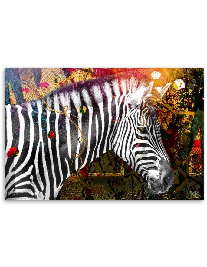 Zebra na kolorowym tle obraz na płótnie do salonu | FEEBY