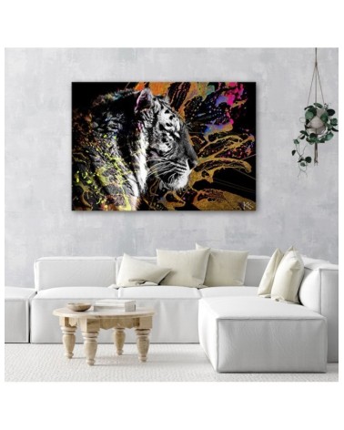 Leinwandbild - Tiger auf farbenfrohen Hintergrund | Feeby