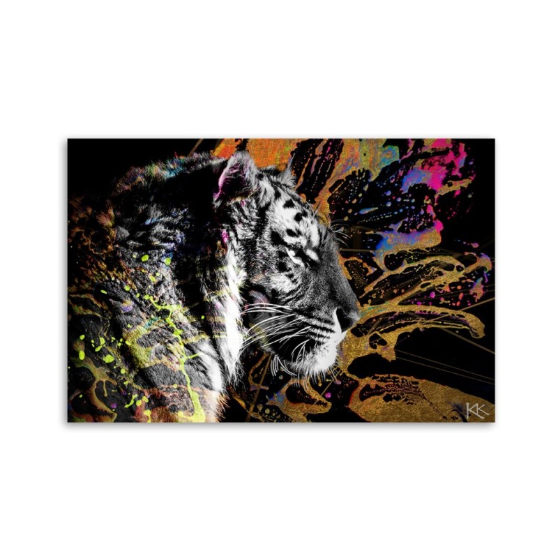 Leinwandbild - Tiger auf farbenfrohen Hintergrund | Feeby