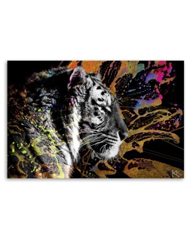 Leinwandbild - Tiger auf farbenfrohen Hintergrund | Feeby