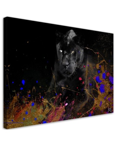 Bild auf Leinwand - Leopard auf Bunte Hintergrund | Feeby