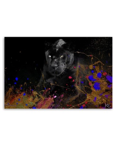 Bild auf Leinwand - Leopard auf Bunte Hintergrund | Feeby