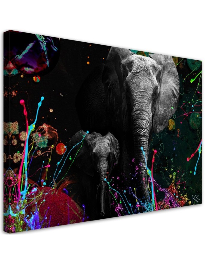 Leinwandbild modern - Elefant Bunte Abstrakt | Feeby