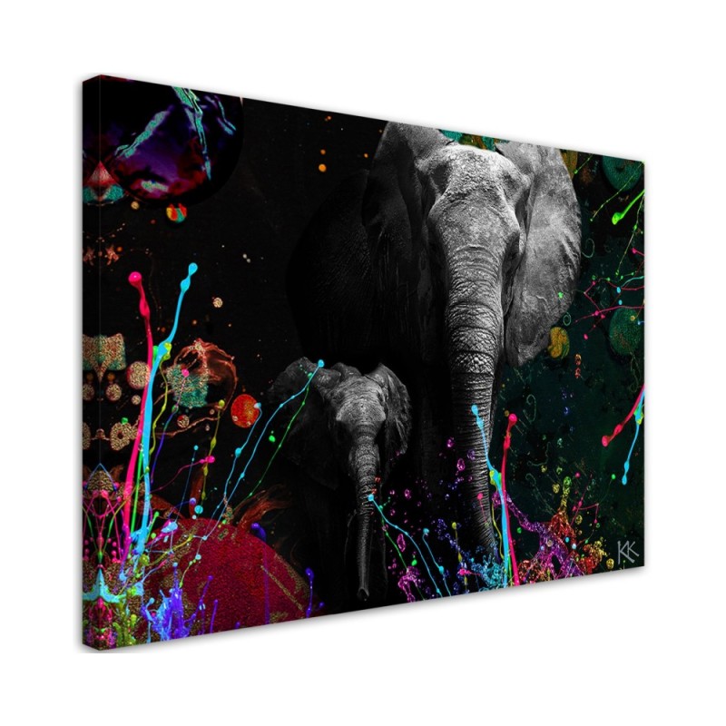 Leinwandbild modern - Elefant Bunte Abstrakt | Feeby